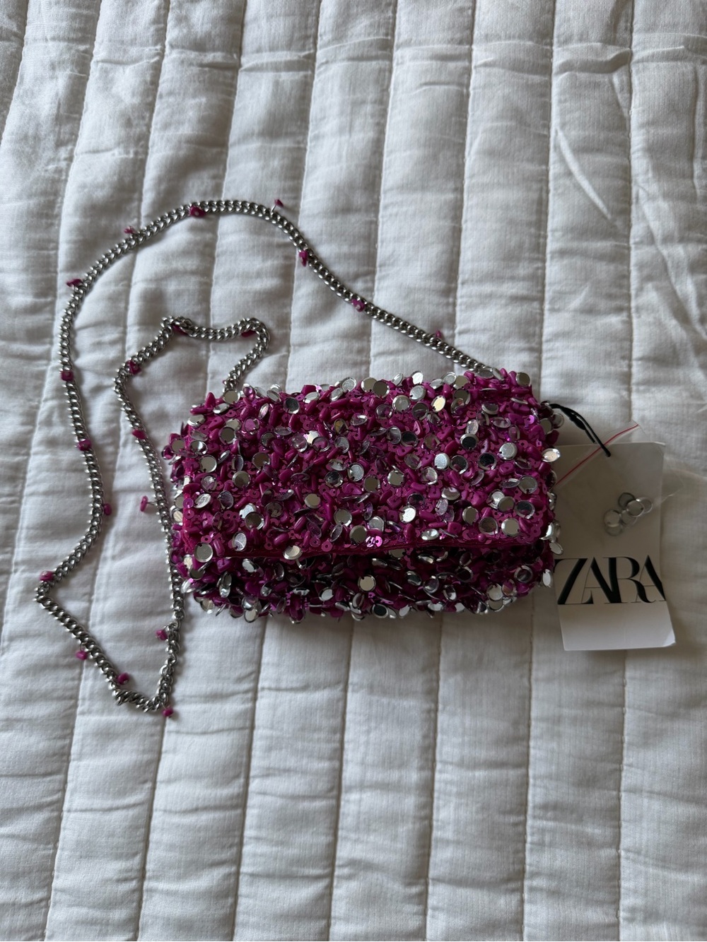 Zara Pink Sequin Chain Mini Crossbody